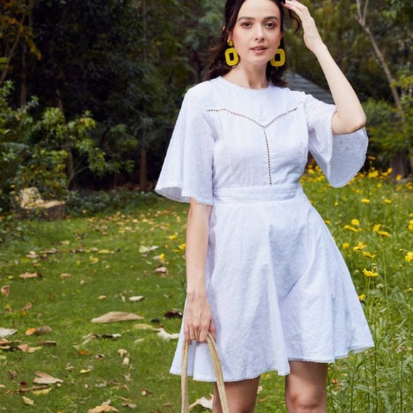 Pure cotton white mini dress - Picture 2 of 6